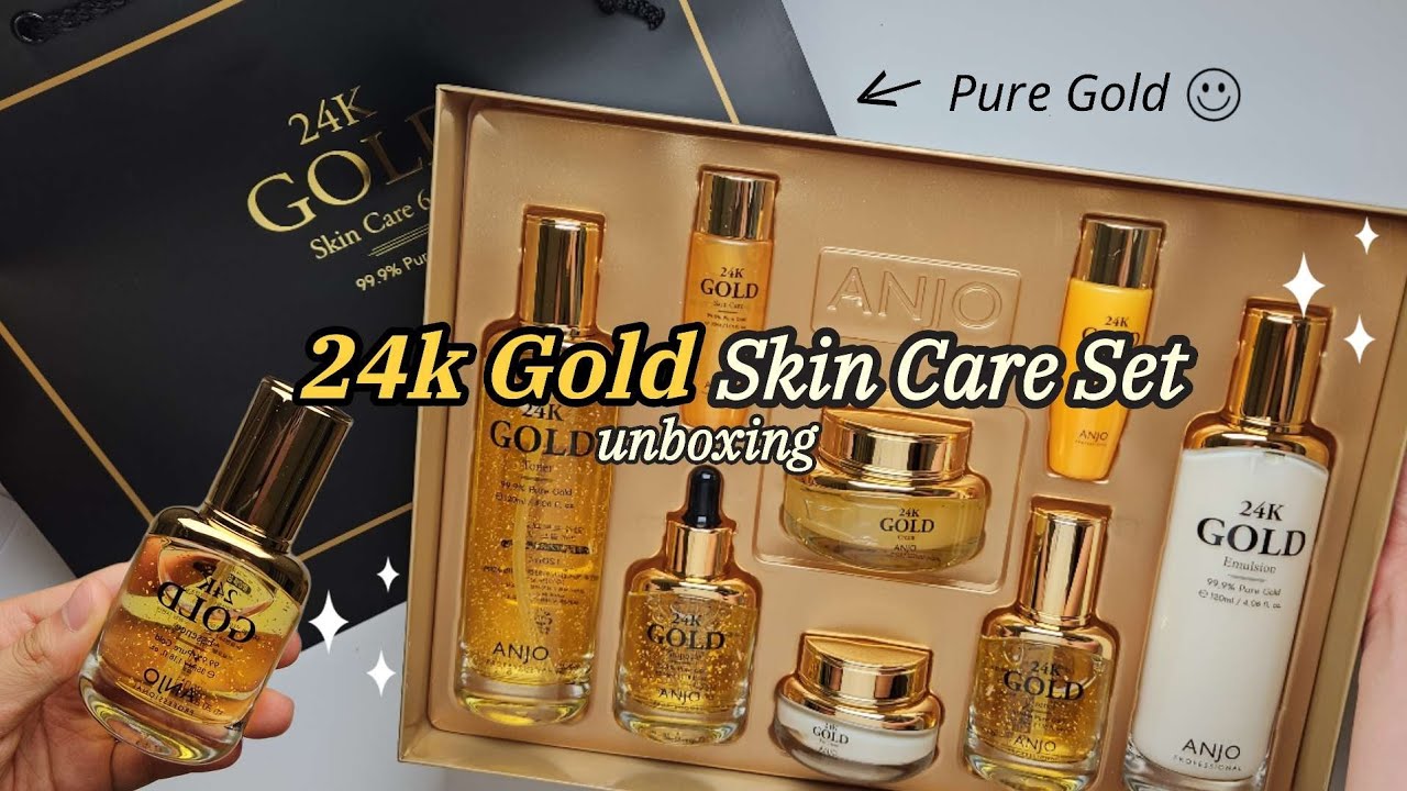 Korean Pure Gold Cosmetics Set Unboxing🌟 | 24k Gold Skin Care😶‍🌫️ | K-beauty | Korean shopping VLOG