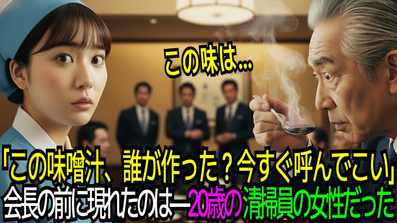 「この味噌汁、誰が作った？今すぐ呼んでこい」会長の前に現れたのは――20歳の清掃員だった。【感動する話】【朗読】