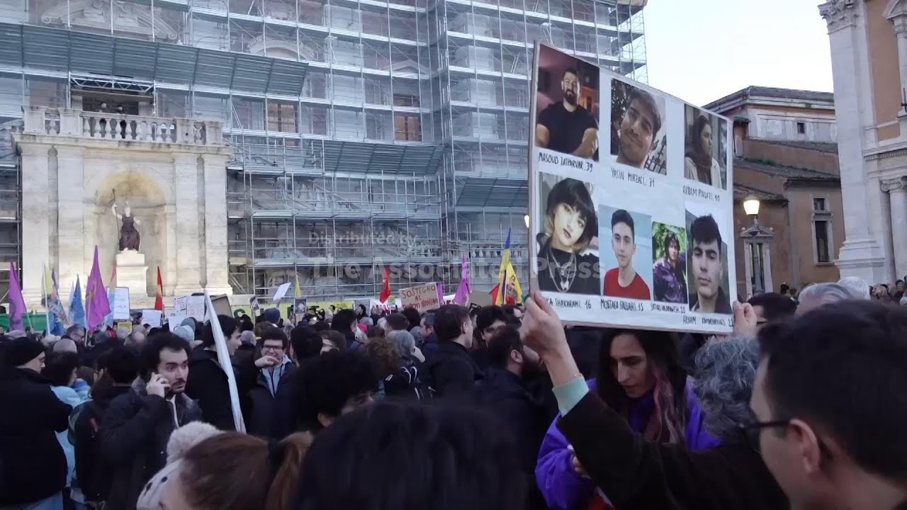 Hundreds join Rome rally in support of Iranian protesters after crackdown