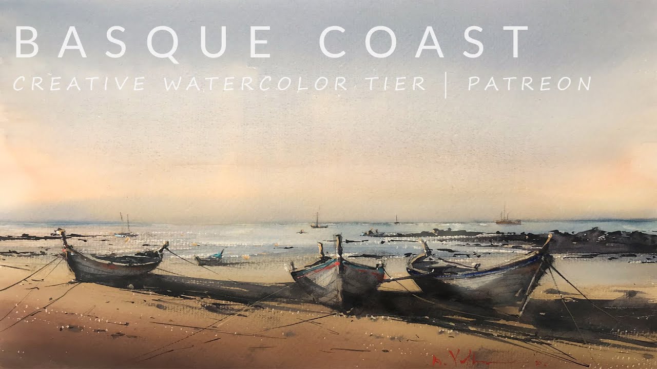 Watercolor Seascape Basque Coast Full Demo on Patreon