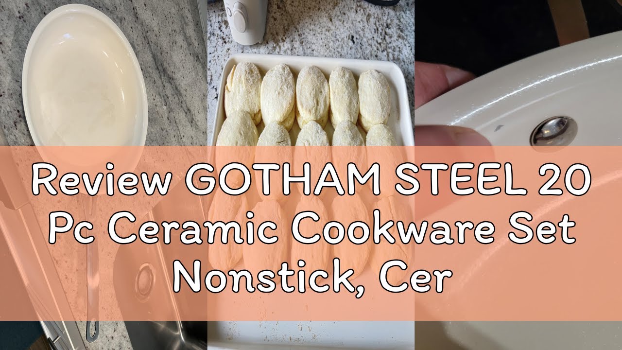 Review GOTHAM STEEL 20 Pc Ceramic Cookware Set Nonstick, Ceramic Pots and Pans Set Non Stick for Kit