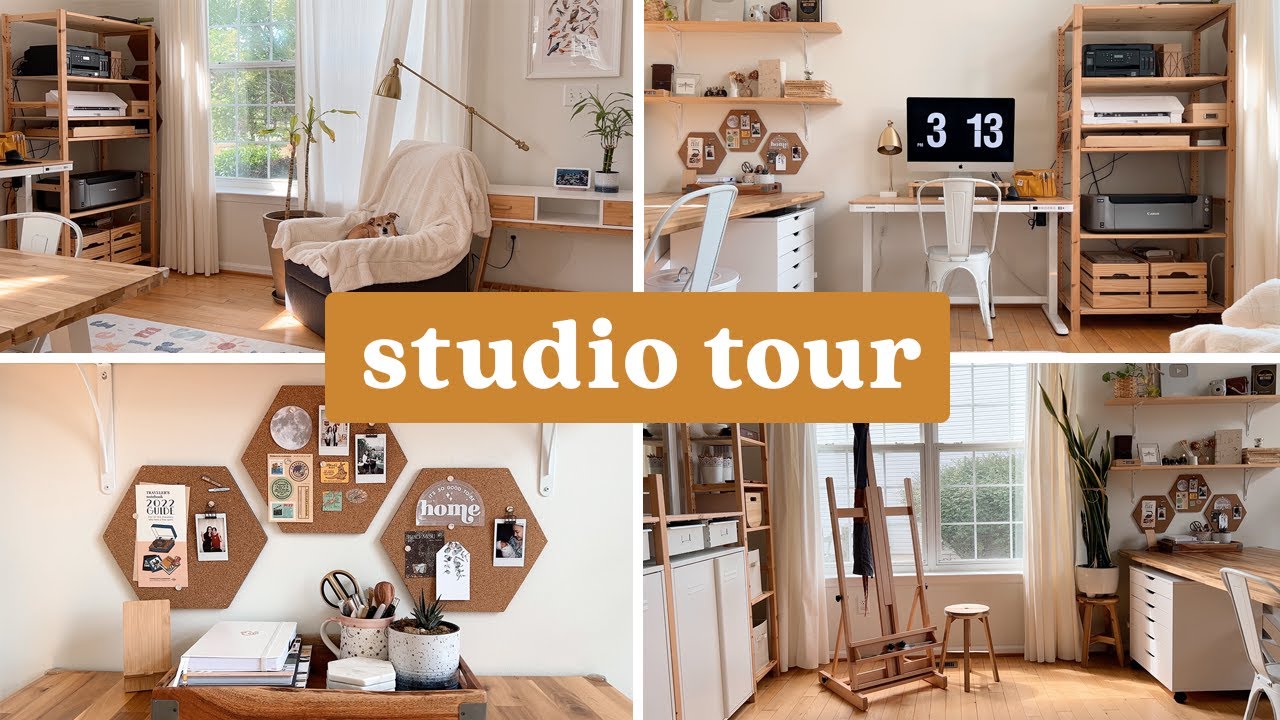 STUDIO TOUR ✷ featuring FlexiSpot ✷ bright, natural light, neutral studio