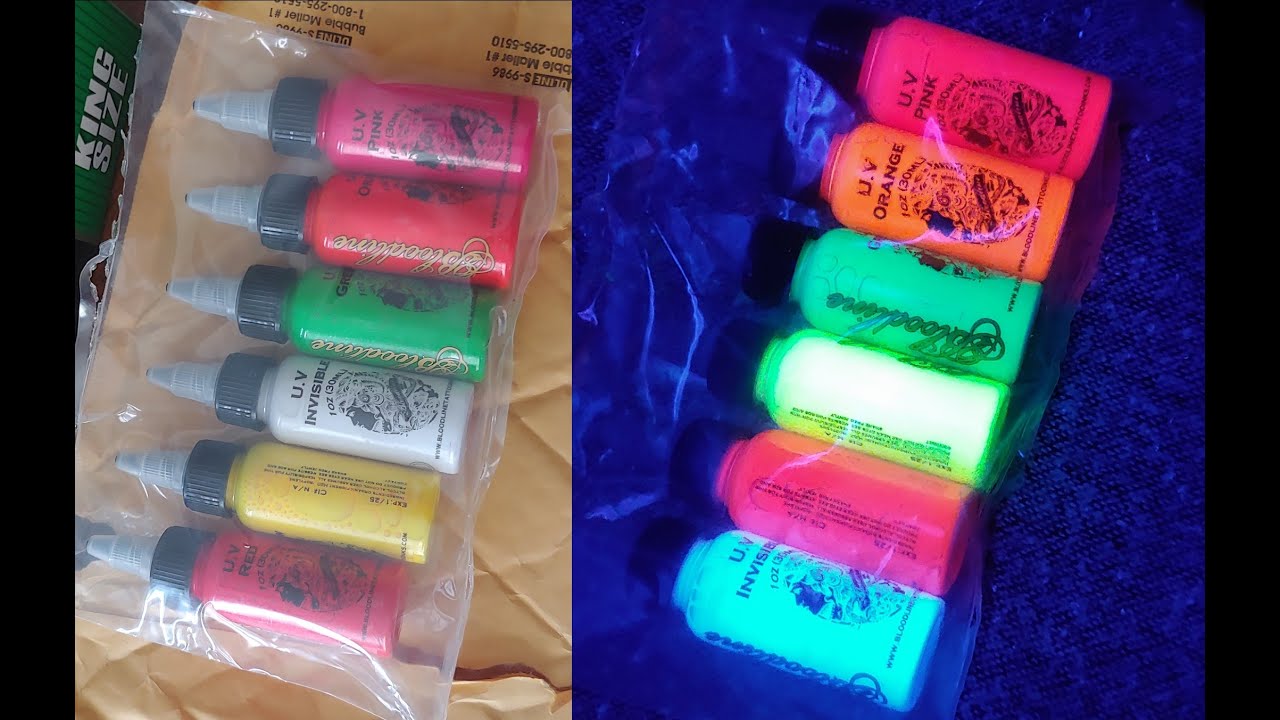 Testing UV Ultra Violet Black Light Tattoo Ink by Bloodline (Doing my first tattoo ever with Beezy)