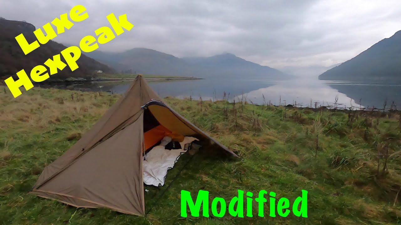 Luxe Hexpeak on a Loch side wild camp - With a couple of modifications..