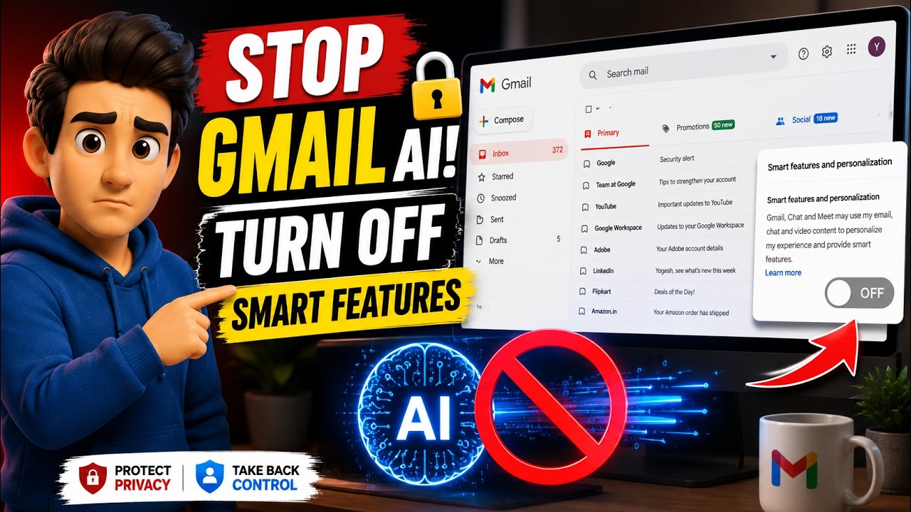 Stop Gmail AI from Scanning Your Emails! 🔒 Disable Smart Features @sharingmythoughtss