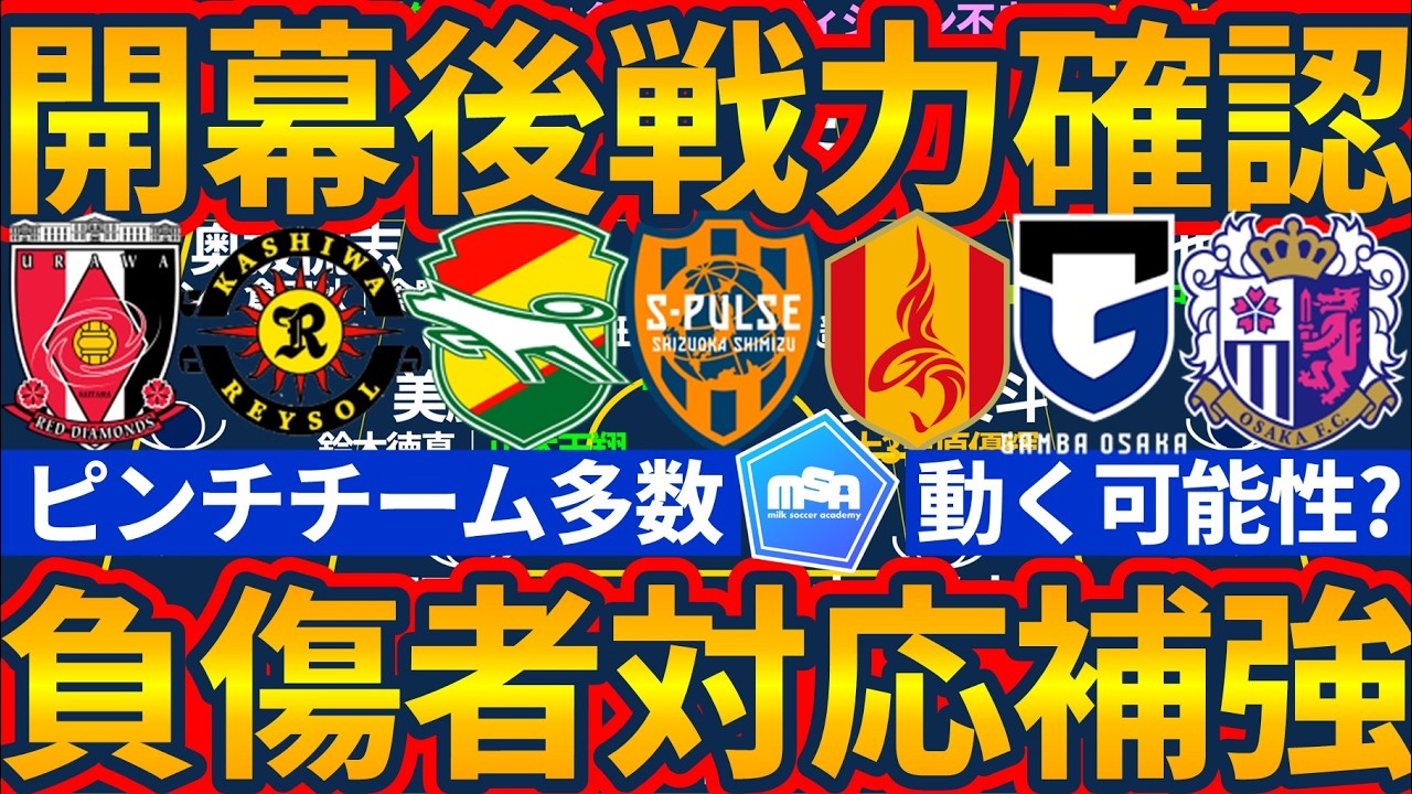 【開幕後戦力確認│浦和/柏/千葉/清水/名古屋/G大阪/C大阪編】解決策は●●●●●からの補強？負傷者/不調者があまりにも多数…しかし4月頭までは移籍加入可能？！