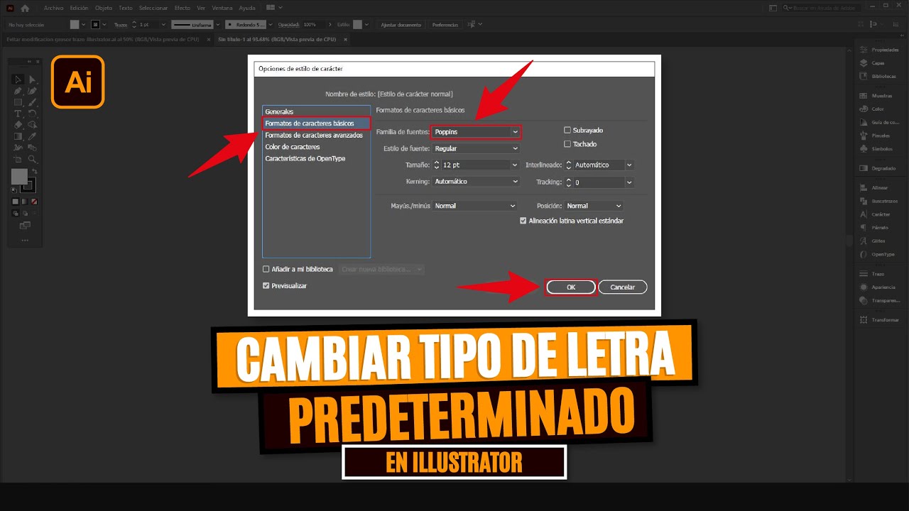 Aprende a CAMBIAR la TIPOGRAF&Iacute;A POR DEFECTO en ILLUSTRATOR | COMO CAMBIAR LA FUENTE PREDETERMINADA
