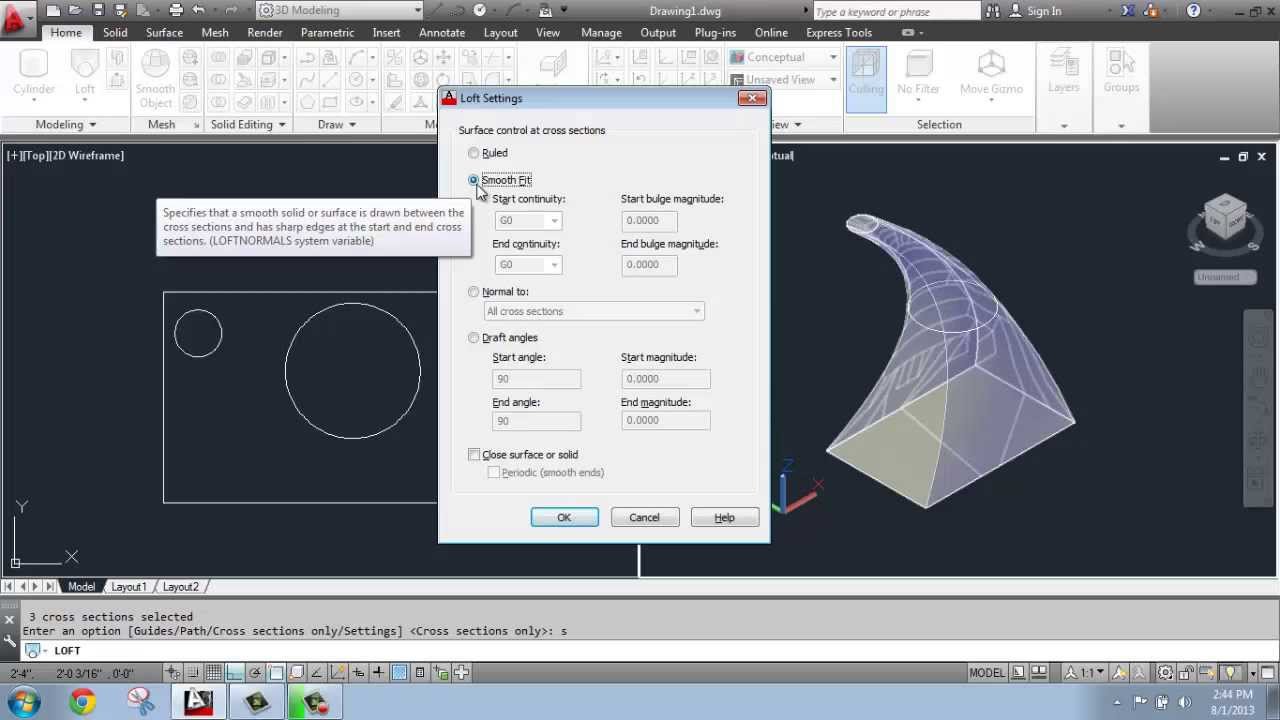 AutoCAD - 3D Modeling Basics #7 - Loft - Brooke Godfrey