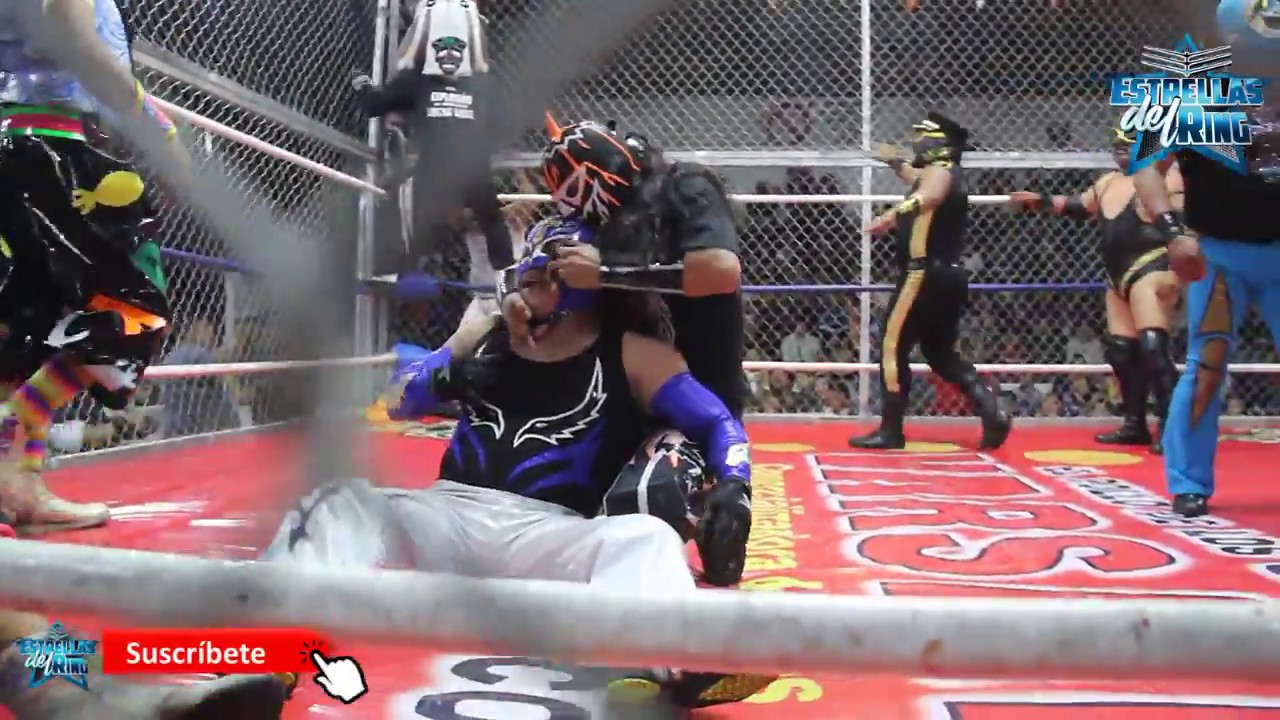 Lucha en jaula de Minis Super Estrellas BOOM de máscaras y cabelleras en juego