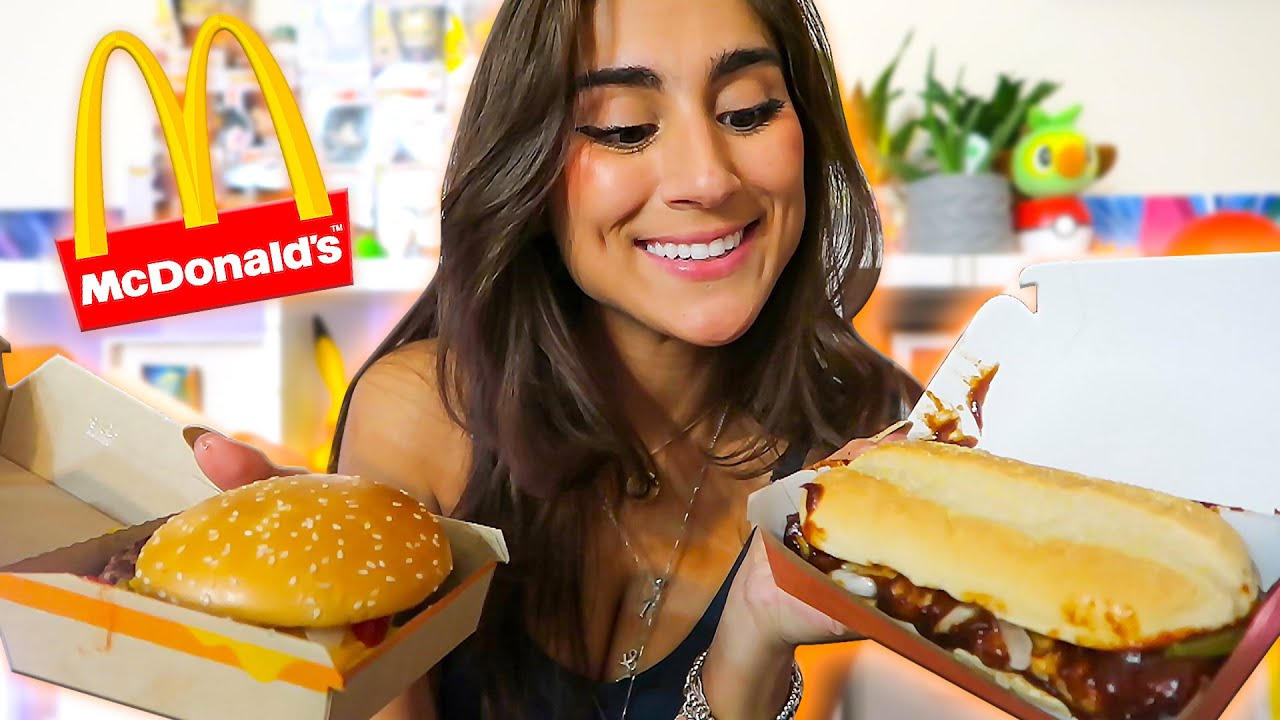 TRYING MCDONALD'S MCRIB + QUARTER POUNDER MUKBANG!!