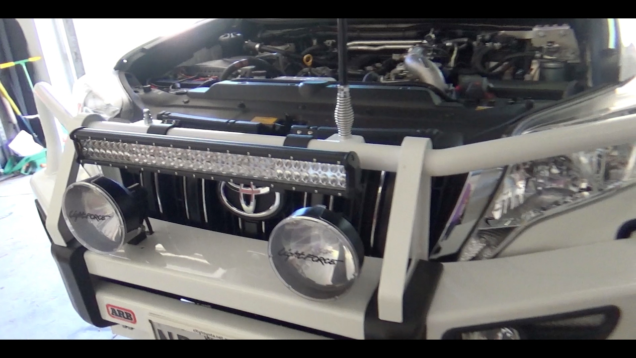 Fitting, setting up and testing a 26 inch light bar on a Toyota Prado.