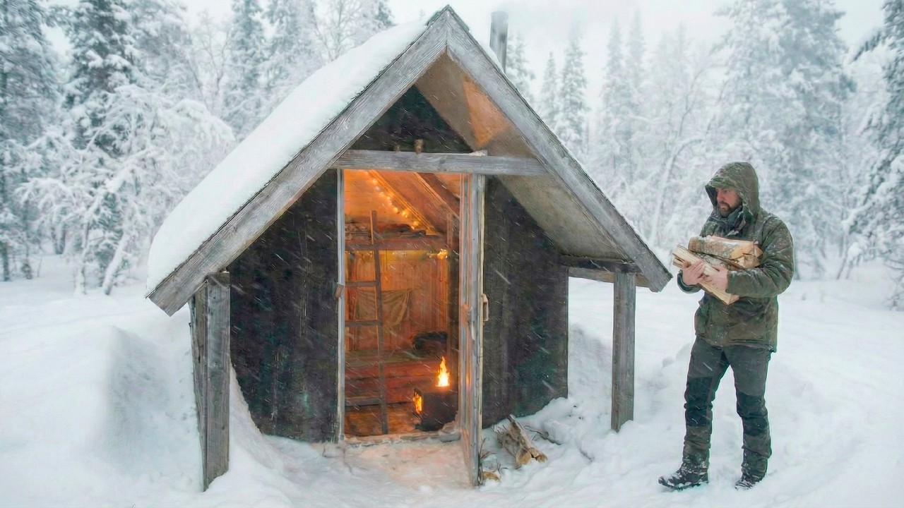 He Turns a Dugout into a Livable Forest Cabin | Underground shelter | ASMR