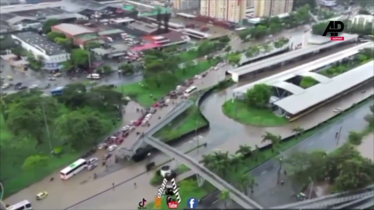 COLOMBIA: Drone reveals flooding in Cali after heavy rainfall