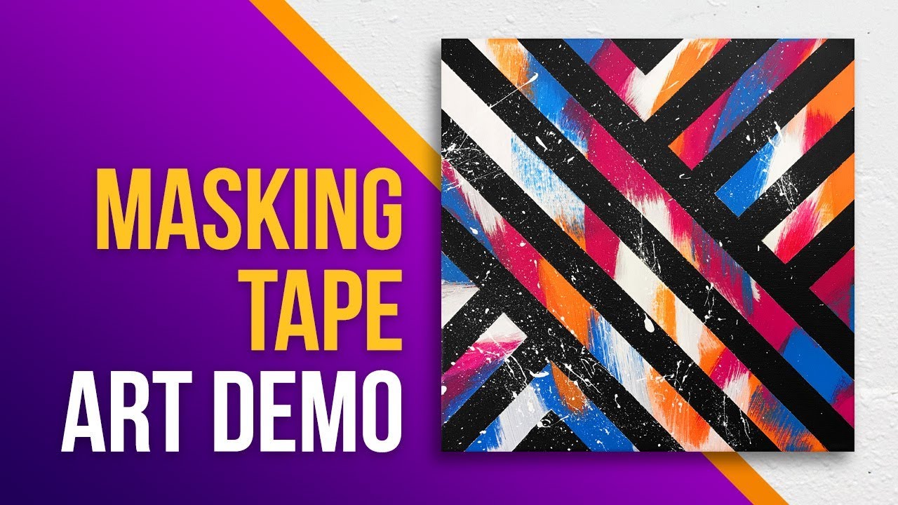 Abstract Acrylic Painting with Masking Tape / Daily Art / Easy DIY Demo / 066
