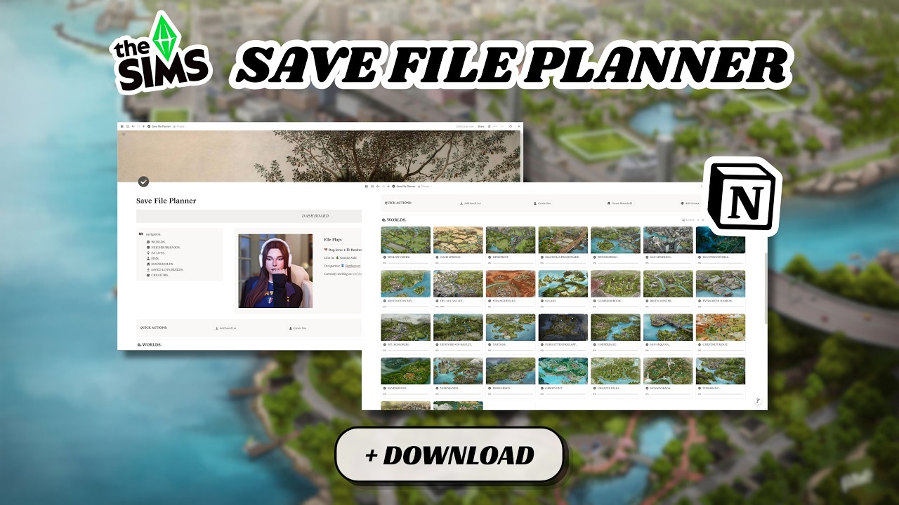 Обзор моего планировщика сохранений для Sims 4! ✨ ⎮ Бесплатный шаблон Notion