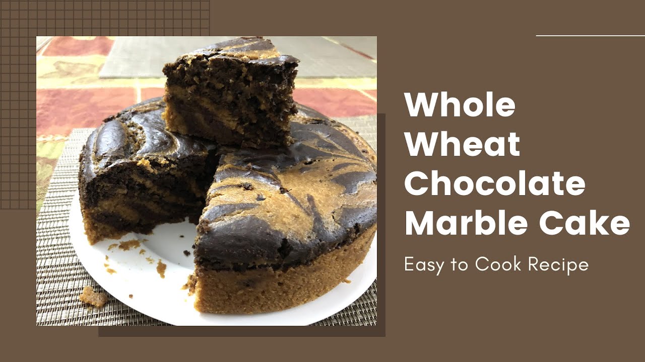 Whole Wheat Jaggery Chocolate Marble Cake | No Sugar
