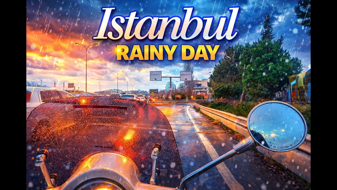 4K Vespa Ride in Istanbul Traffic | Rainy Day City Ambience