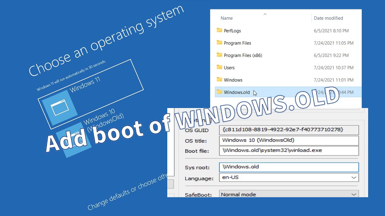What happens if you adding the boot of Windows.old?