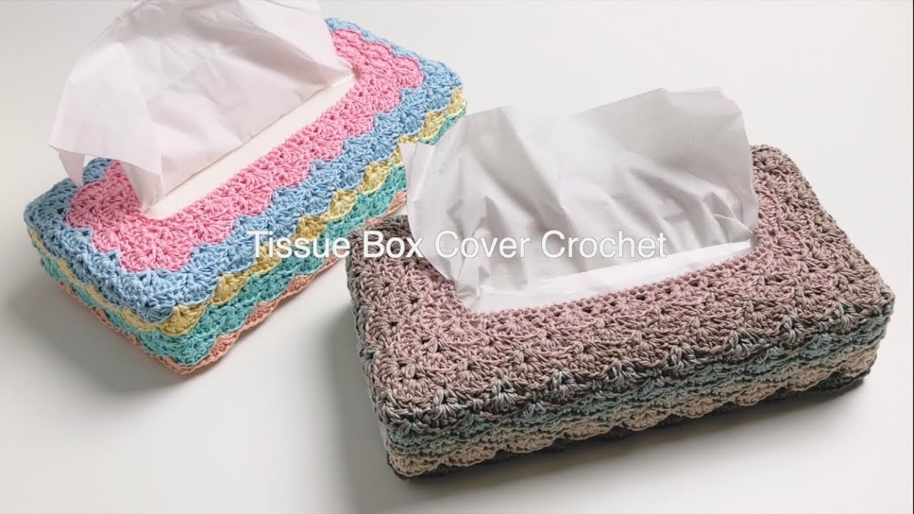 可愛い模様編みのティッシュボックスカバーを編んでみた Crochet Tissue Box Cover