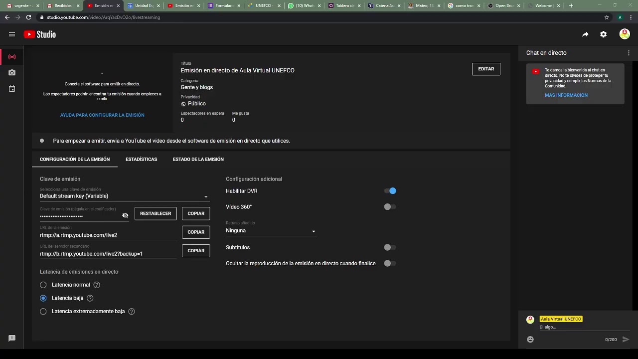 Emisi&oacute;n en directo de Aula Virtual UNEFCO
