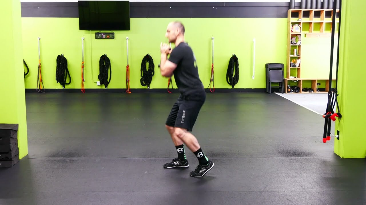Group Training Boise I Dumbbell Goblet Staggered Stance Squat Demo I Kvell Fitness and Nutrition