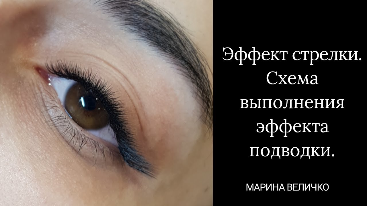 Эффект стрелки. Как выполнить наращивание с эффектом подводки. Схема.