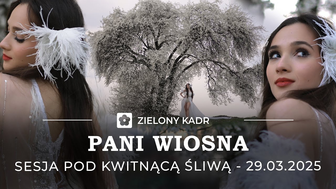 Pani Wiosna - sesja zdjęciowa pod kwitnącą śliwą w autorskim stroju - Zielony Kadr, 29.03.2025