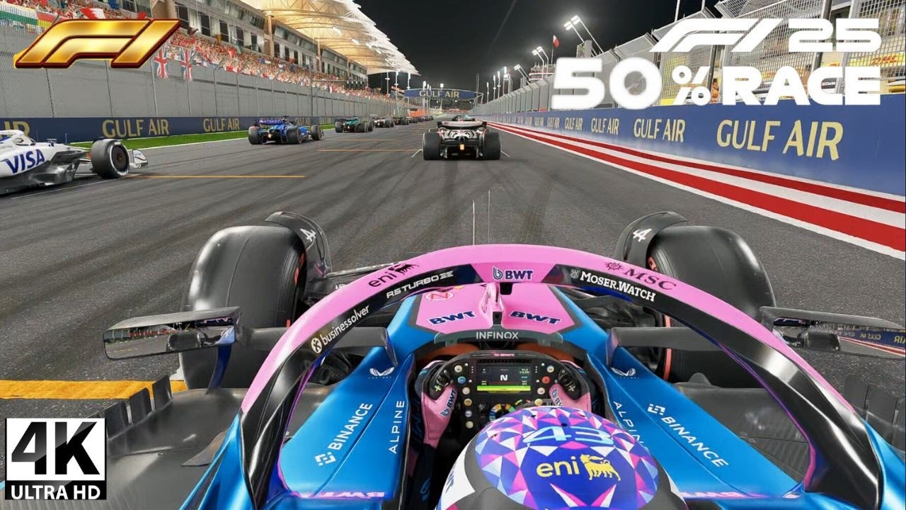 Alpine A525 Night Battle at Bahrain ! 50% Race Start Grid | F1 25 4K Ultra HD