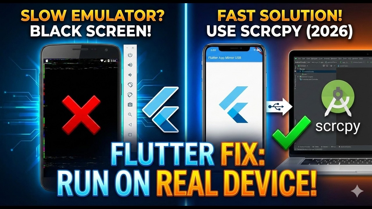 حل مشكلة Android Emulator في Flutter 🔥 | Fix Black Screen & Lag (2026)