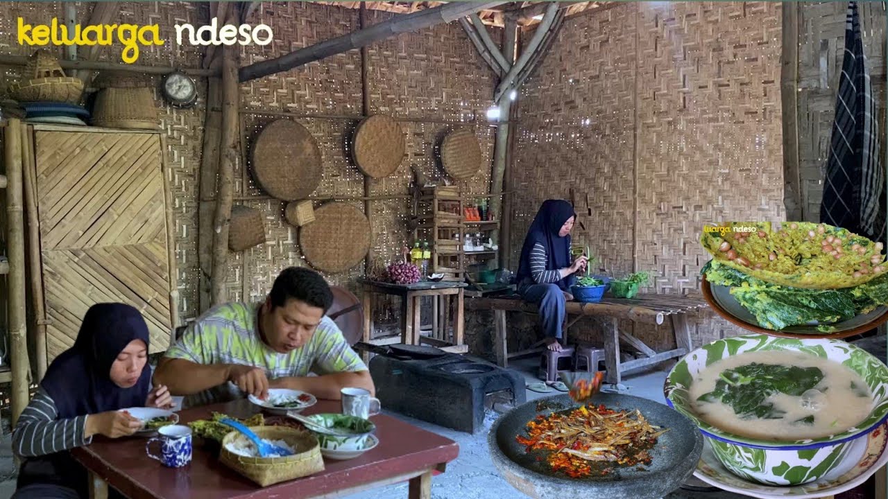 masak untuk sarapan, sayur bobor bayam, sambel teri, peyek bayam dan kacang, masakan desa