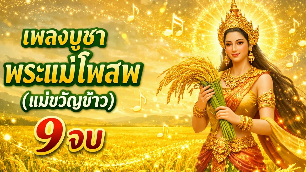 เพลงสวดพระแม่โพสพ 9 จบ (Golden Harvest Chant) อู่ข้าวอู่น้ำ สมบูรณ์พูนสุข ไม่อดอยาก #เพลงสวดมนต์