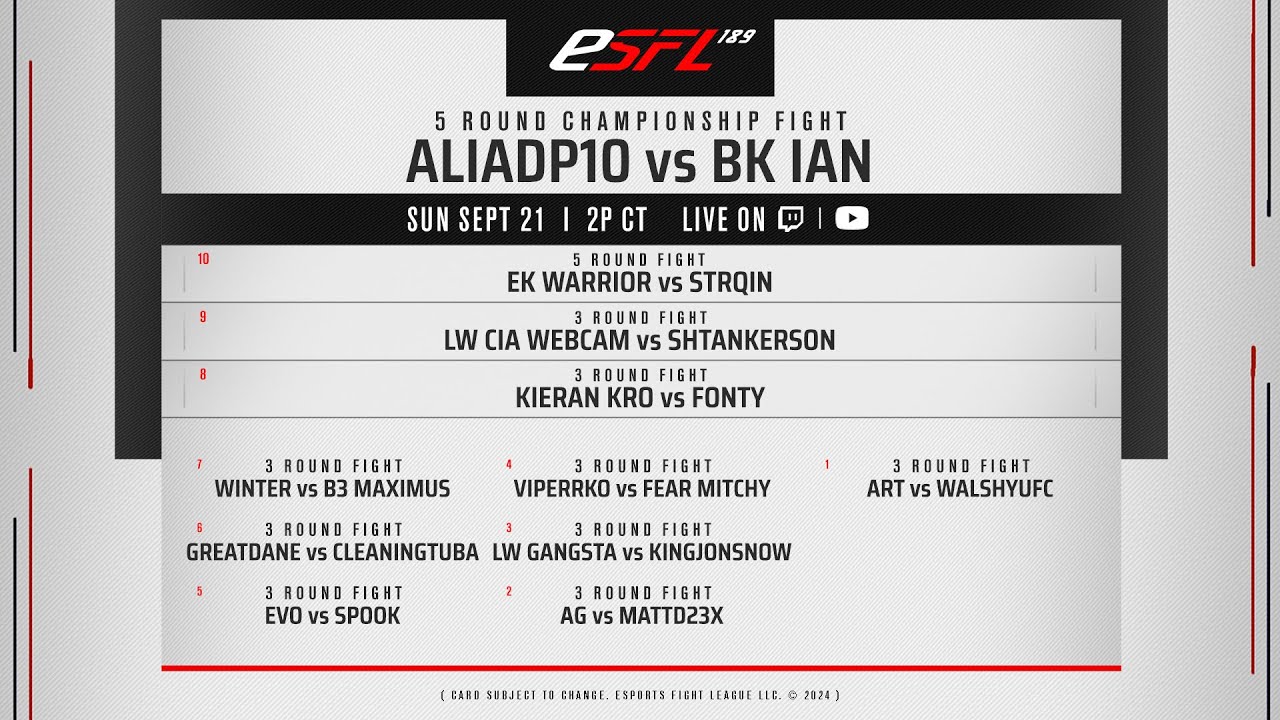ESFL 189 - Esports World Title Fight (AliADP v BK Ian)