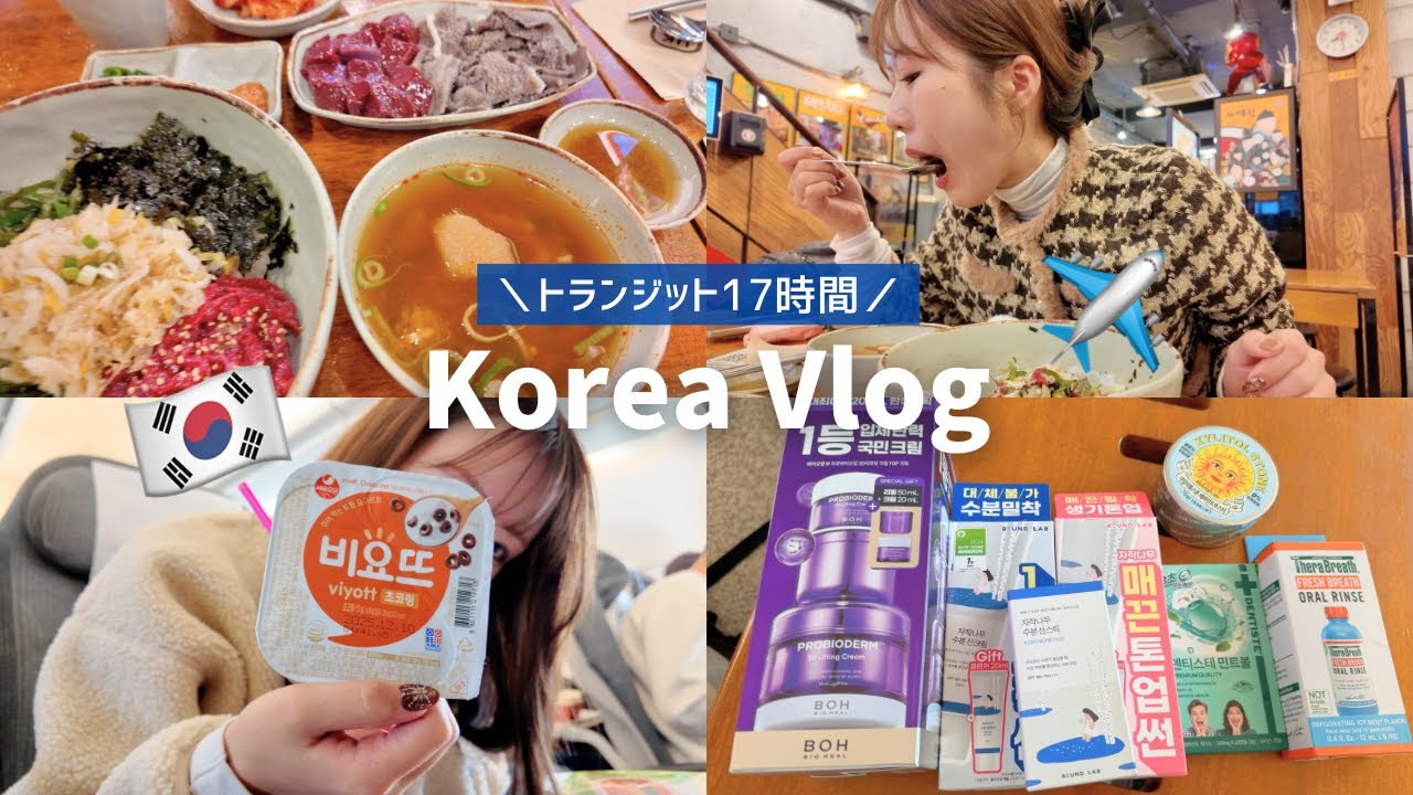 【韓国ひとり旅】トランジット17時間でソウルを満喫する方法🇰🇷🌶️🍖💞 チムジルバン、オリーブヤング、ナイトショッピング、広蔵市場etc...