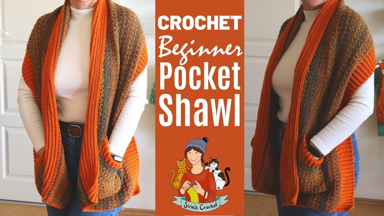How To Crochet A Beginner Pocket Shawl / Scarf