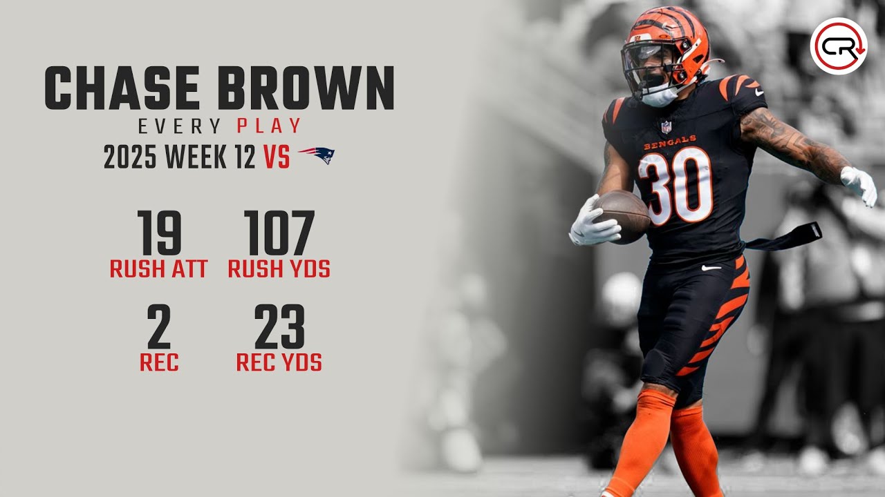Chase Brown Week 12 Highlights | Every Run, Target, and Catch vs Patriots