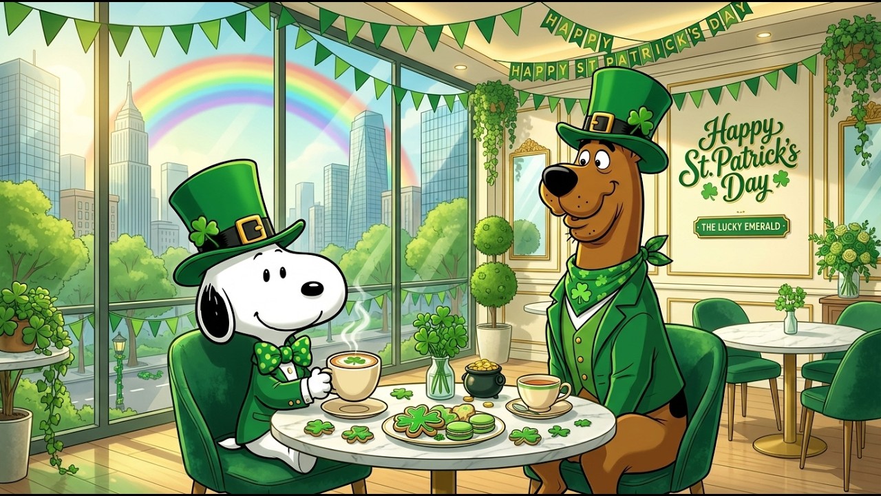 ☘️ Snoopy’s St. Patrick Day Café ☕ Smooth Jazz for Study, Work & Cozy Afternoon Focus