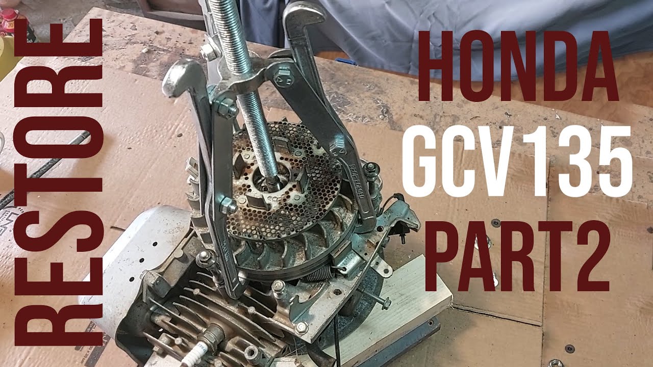 RESTORATION Old Lawn Mower HONDA GCV135 motor part 2 - flywheel/gap ignition coil/spark plug