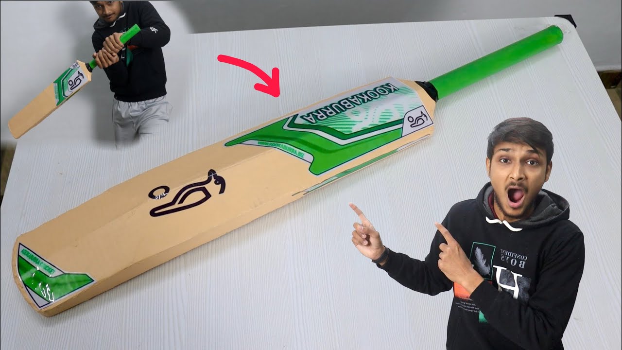 Diy Cardboard Cricket Bat with Kookaburra stickers