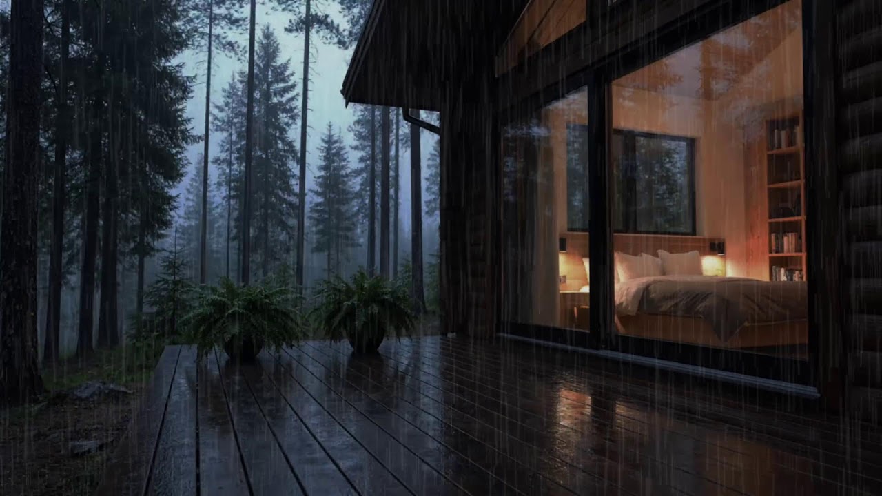 Deep Night Rain beside a Cozy Forest Cabin | Rain Ambience to Ease Insomnia and Sleep Better Tonight