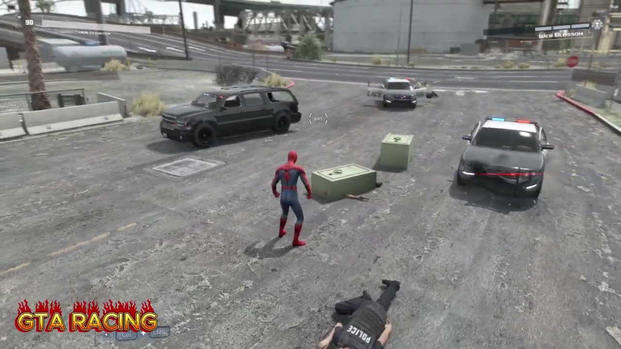 Spiderman attacks police in the city سبايدرمان يهاجم الشرطة في المدينة