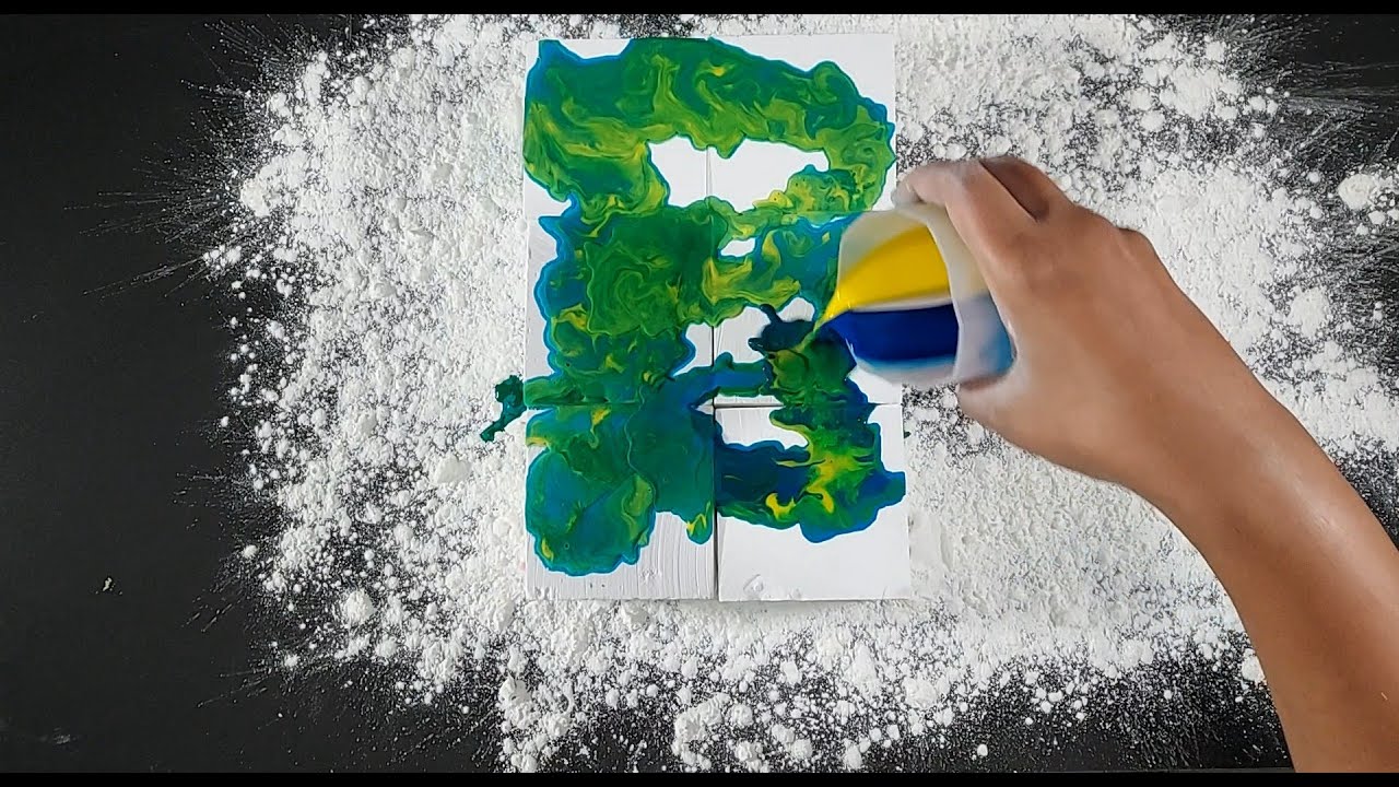 Yellow + Blue = Green Magic | Failed design, perfect pour | Chalk Crushing ASMR | Cornstarch ASMR