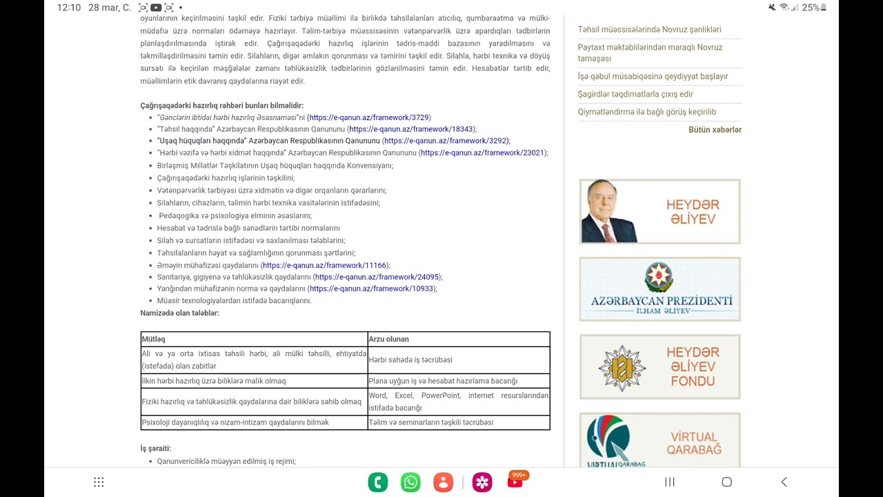 gənclərin çağırışaqədərki hazırlığı rəhbəri vəzifəsinə hazırlıq