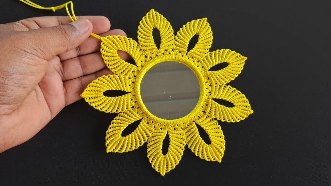 Macrame Mini Sunflower Pattern | Macrame Mini Mirror Wall Hanging | Easy Macrame Design Step by Step