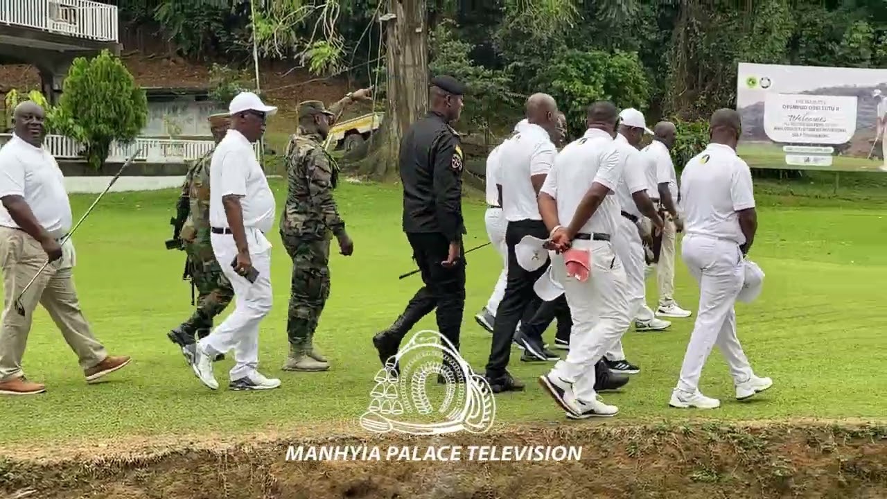 Otumfuo Osei Tutu II,Asantehene,teed off the 7th Invitational Golf Tournament at Obuasi Golf Course 