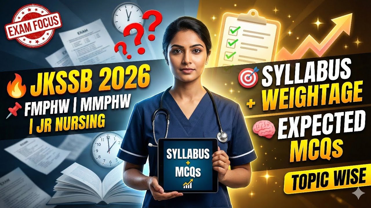 JKSSB 2026 Syllabus FMPHW | MMPHW | JR NURSING | Topic Wise Weightage | Expected MCQs