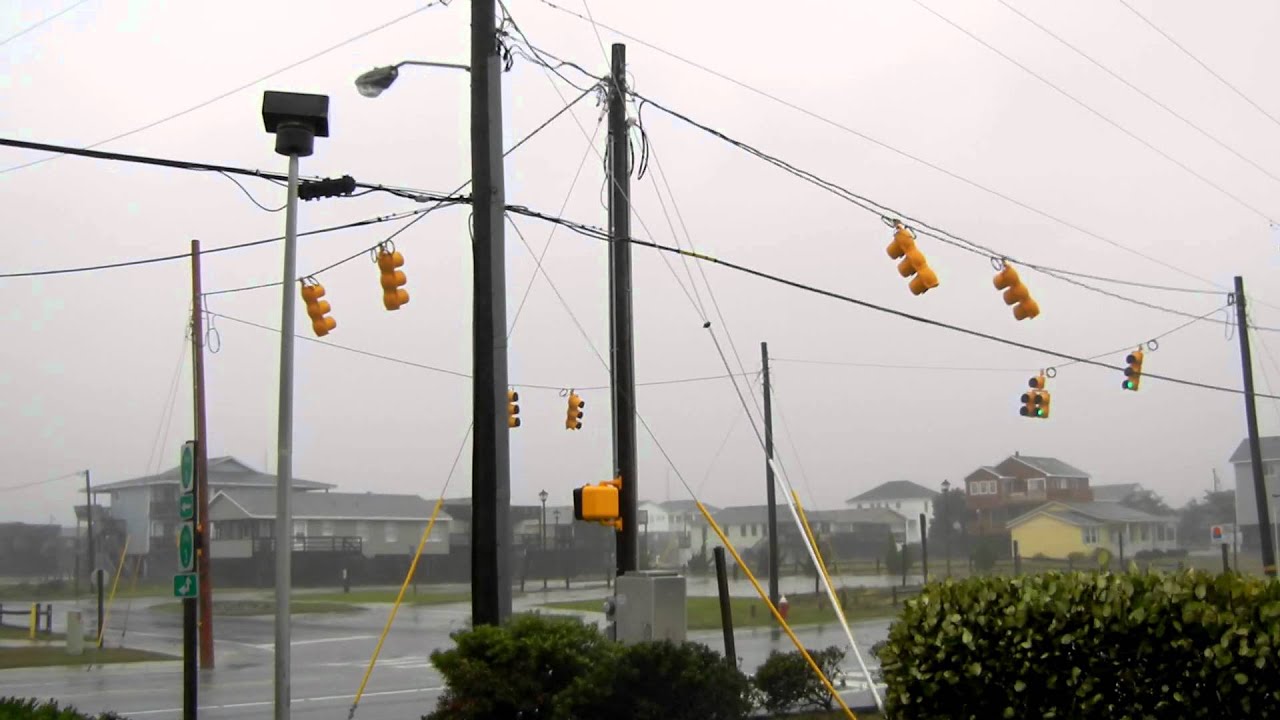 Hurricane Irene Windy Traffic Lights - Kill Devil Hills, NC - August 27, 2011