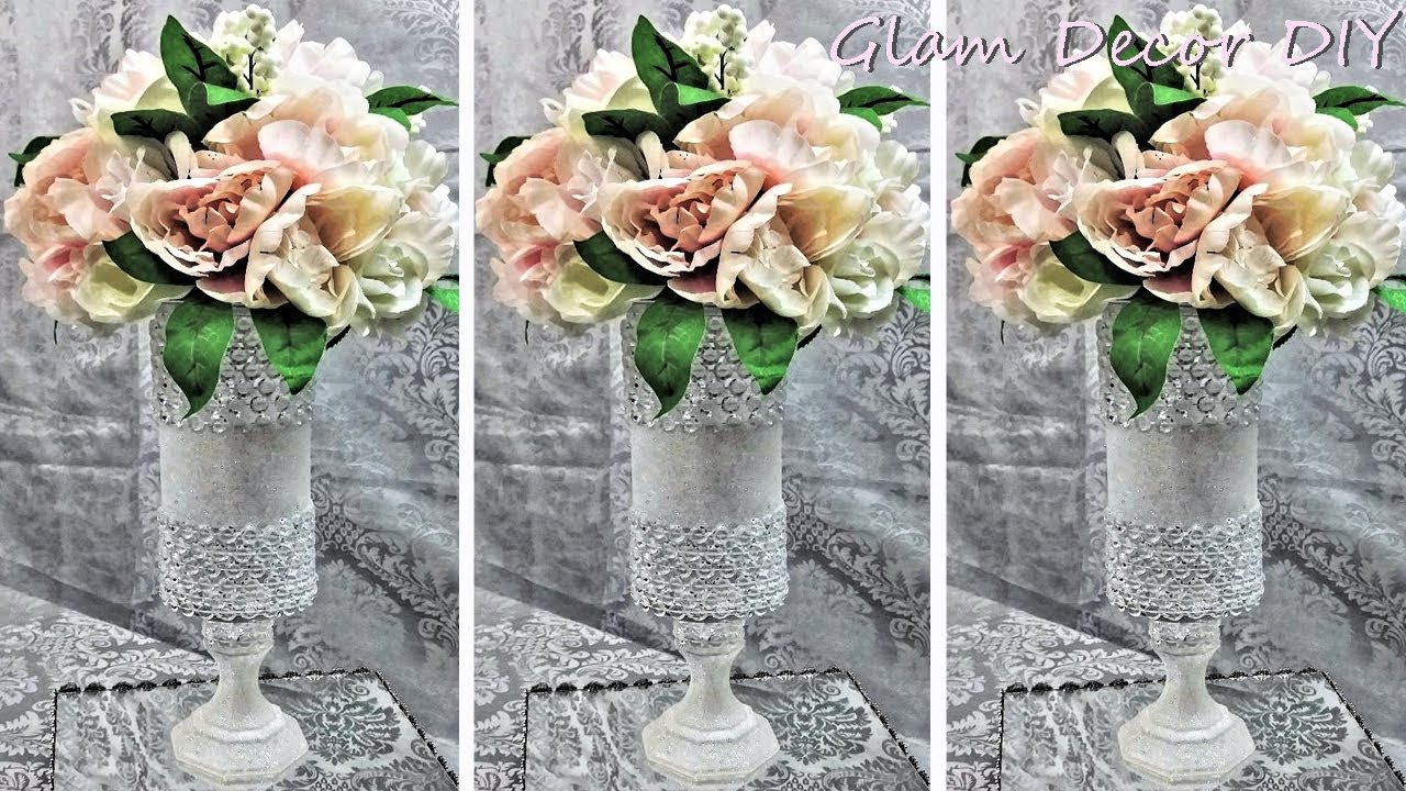 Dollar Tree DIY Glam Frosted Crystal Vase Wedding Centerpiece