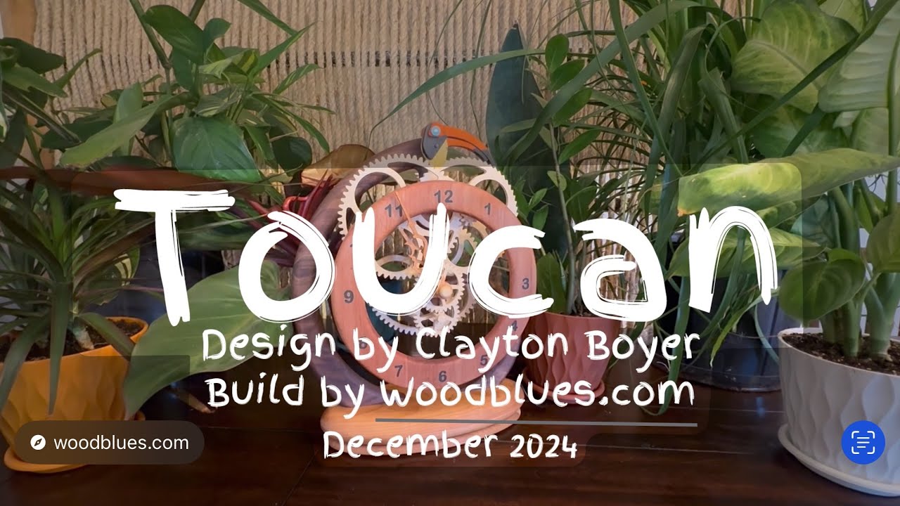 Toucan - wooden/electric, silent  clock design by Clayton Boyer, build by @WoodBlues