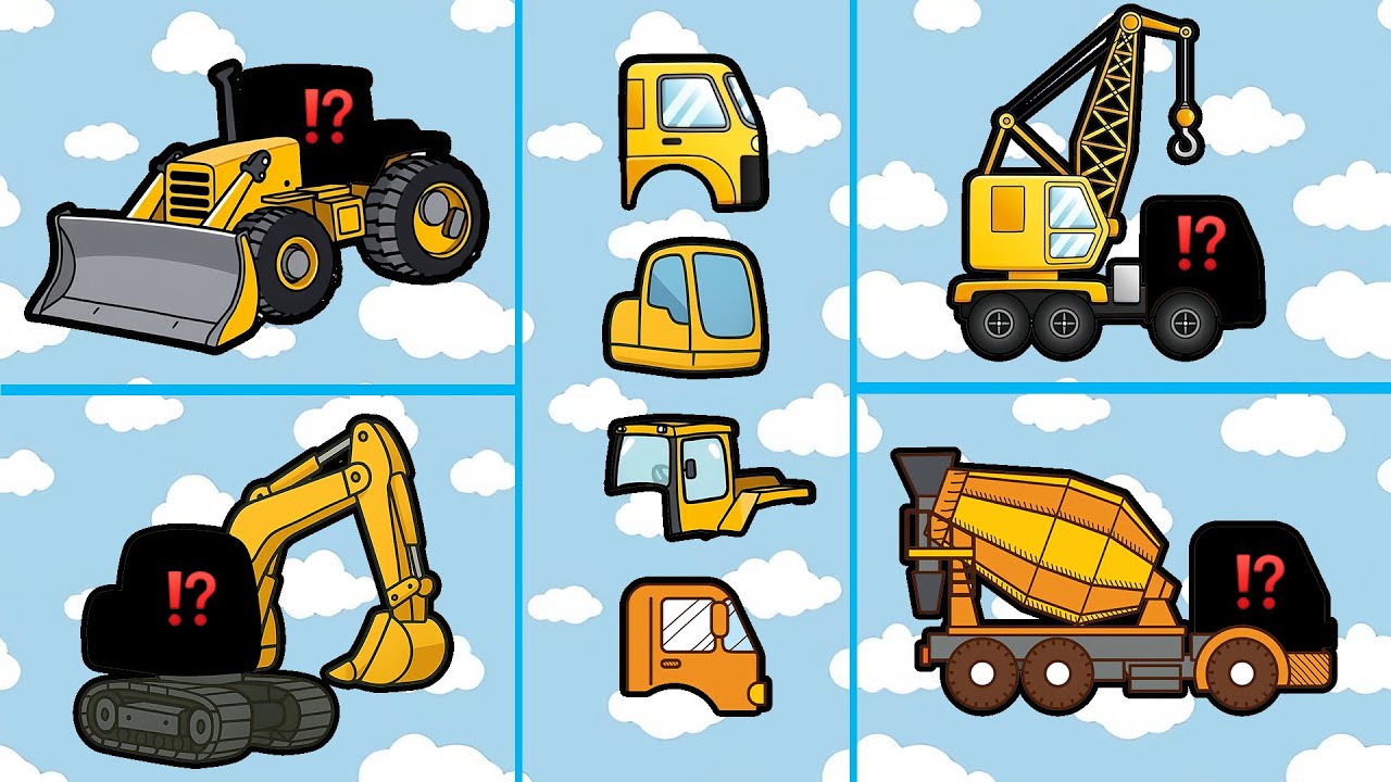 Can You Guess the Right Machine? 🤔 Bulldozer, Excavator, Crane or Mixer Truck? 🚜| Vehicles Animation