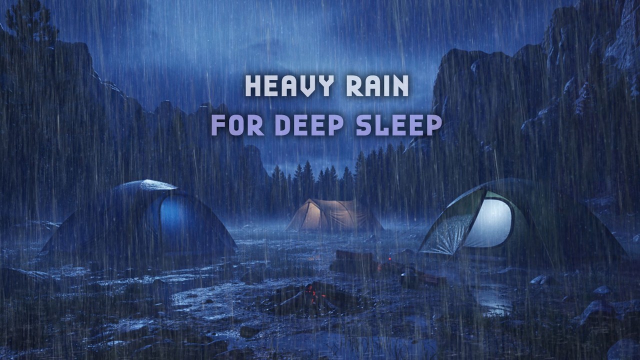 Peaceful Tent Ambience in Heavy Mountain Rain 🌧️🏕️ Gentle Thunder to Relax 😌✨
